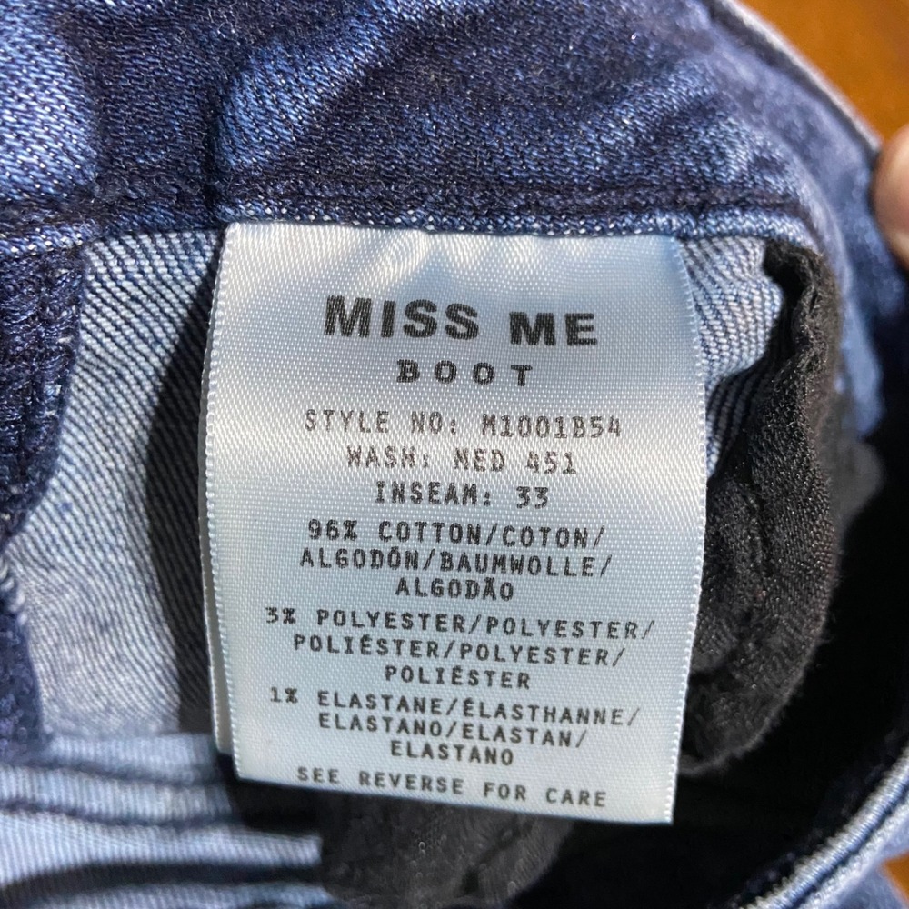 Miss Me Bootcut Jeans Women's 28 Medium Wash Distressed Mid Rise Denim M1001B54 - Picture 6 of 11
